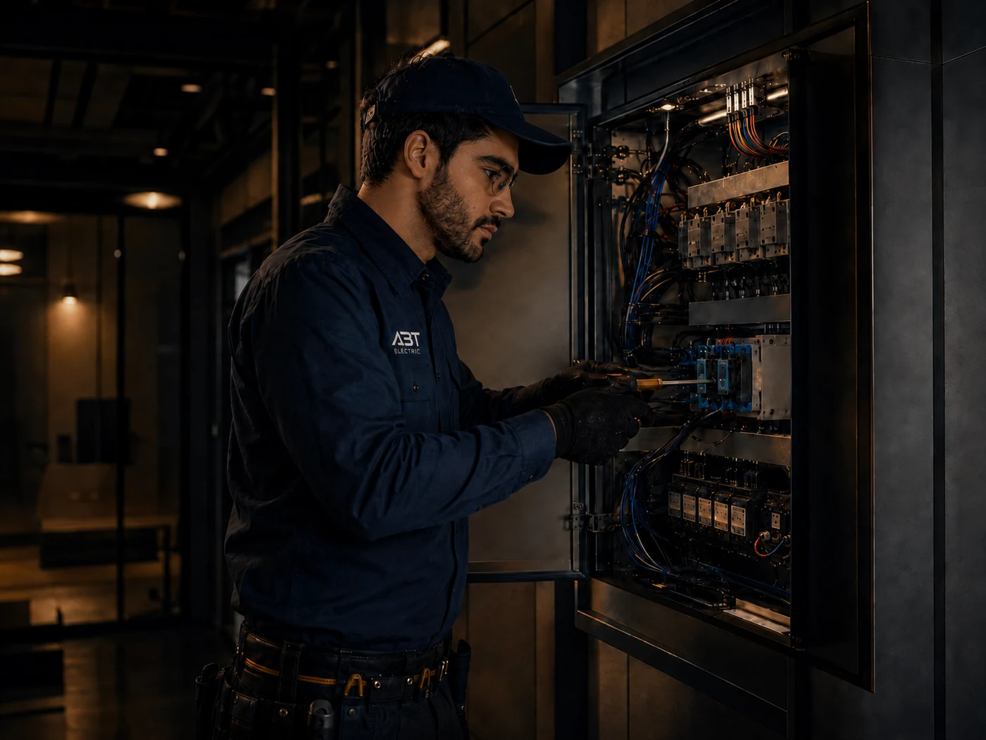 Licensed technician working on an electrical panel